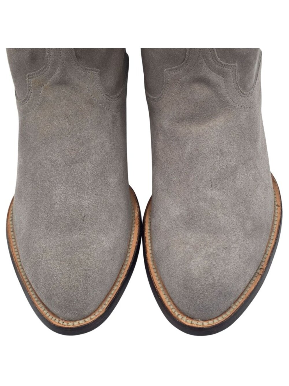 NEW Cuero Womens size 10B Suede Taupe Grey Ankle Cowboy Western Booties Handmade - Picture 2 of 16
